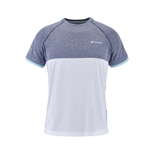 Camiseta Babolat Play Crew Neck Tee Blanco/Azul jaspeado