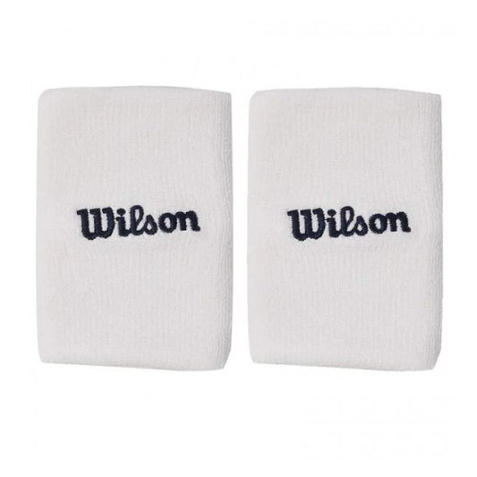 Muñequeras Wilson Wide Terry Blanco/Azul Marino